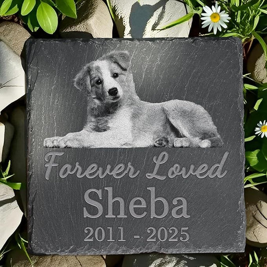 Pet Memorial Stone, Dog Memorial Stone, Dog Memorial Gifts for Loss of Dog, Pet Memorial Gifts, Loss of Pet Sympathy Gift, in Loving Memory Pet - Forever Loved - Square