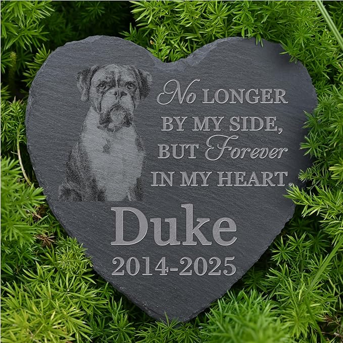 Personalized Pet Memorial Stone, Dog Memorial Gifts, Pet Loss Sympathy Gift, in Memory of Dog Cat - Forever in My Heart（Heart）