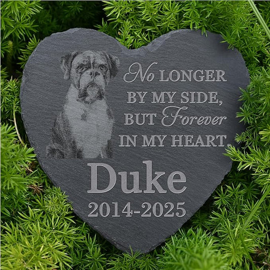Personalized Pet Memorial Stone, Dog Memorial Gifts, Pet Loss Sympathy Gift, in Memory of Dog Cat - Forever in My Heart（Heart）