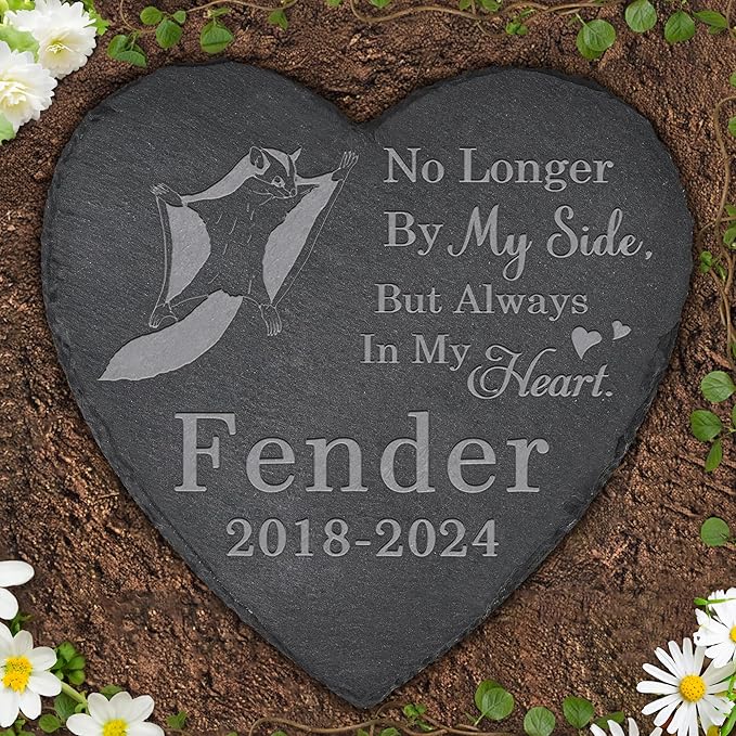 Pet Memorial Stone Flying Squirrel - Flying Squirrel Headstone - Flying Squirrel Memorial Stone - Flying Squirrel Memorial Gifts - Loss of a Flying Squirrel - Flying Squirrel Loss Gifts (Heart-Shaped)