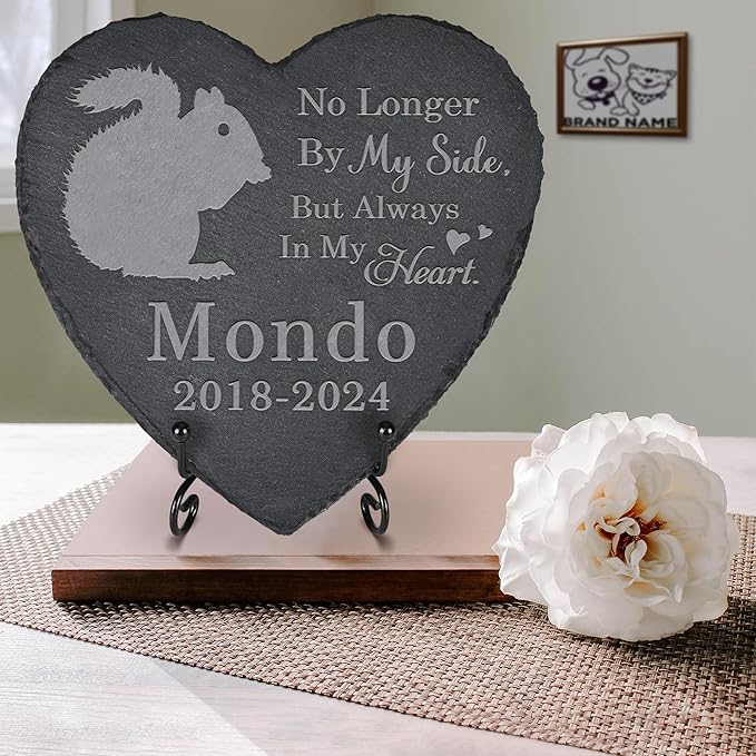 Pet Memorial Stone Squirrel - Squirrel Headstone - Squirrel Memorial Stone - Squirrel Memorial Gifts - Loss of a Squirrel - Squirrel Loss Gifts (Heart-Shaped)
