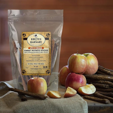 BRUTUS & BARNABY USA Sweet Potato Dog Treats - Crunchy Grain Free Cinnamon Apple Sticks, Promotes Positive Gut Health with Natural Anti-Diarrhea Properties (Cinnamon & Apple, 2 lb)
