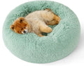 Bedsure Calming Dog Bed for Small Dogs - Donut Washable Small Pet Bed, 23 inches Anti-Slip Round Fluffy Plush Faux Fur Large Cat Bed, Fits up to 25 lbs Pets, Apple Green