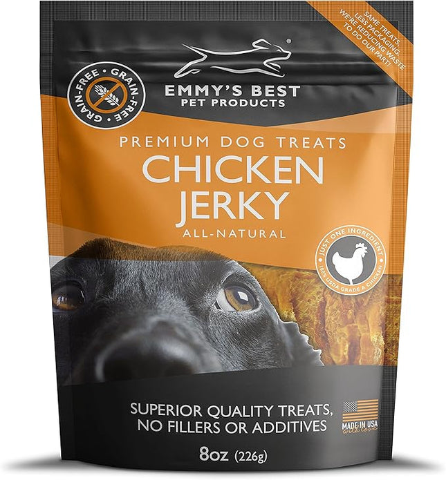 Emmy's Best EBPP Chicken Jerky Dog Treats Made in USA - 100% Natural Jerky Treats Made with Real Chicken - Grilled Chicken Strips for Medium Dogs, Large and Small Dogs - 8oz Bag