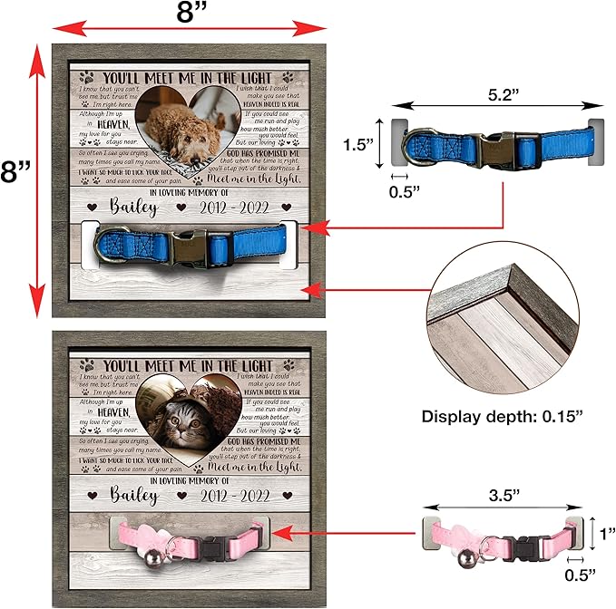 Personalized Pet Memorial Pet Loss Gifts Dog Picture Collar Frame Remembrance Dog In Heaven Memorial For Loss Of Cat Collar Frames Memory Boxes For Keepsakes Death Remembrance