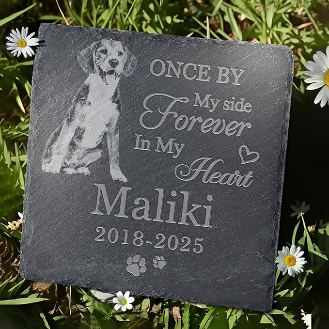 Pet Memorial Stone, Dog Memorial Stone, Dog Memorial Gifts for Loss of Dog, Pet Memorial Gifts, Loss of Pet Sympathy Gift, in Loving Memory Pet - Once by My Side - Square