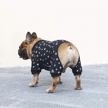 iChoue Corgi Shiba Inu Pajamas Onesie Suit PJS Bodysuits for Medium Dogs Large French Bulldog Frenchie Pug English Pitbull Boston Terrier - Black Diamond, L Plus