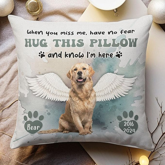 Personalized Pet Memorial Throw Pillow with Photo, Dog Memorial Gifts for Loss of Dog, Pet Memories Gifts for Dogs, Dog Memorial Pillow Pet Loss Sympathy Gift Dog Bereavement Gifts Cat Loss, Dog Loss