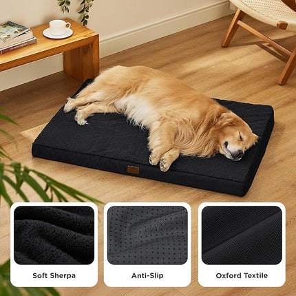 Bedsure XL Dog Beds Large Sized Dog -Orthopedic Flat Extra Large Pet Beds with Removable Washable Cover, Egg Crate Foam Mat, Suitable for Pet Up to 100 lbs