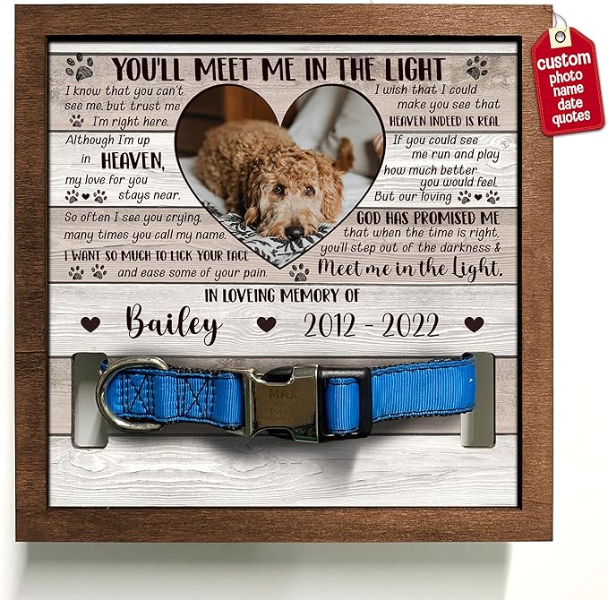Personalized Pet Memorial Pet Loss Gifts Dog Picture Collar Frame Remembrance Dog In Heaven Memorial For Loss Of Cat Collar Frames Memory Boxes For Keepsakes Death Remembrance