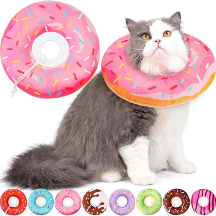 Cat Cone Collar Soft, Cat Recovery Collar for Wound Healing Cute Donut Adjustable Kittens Cones to Stop Licking Comfortable Lightweight Neck Elizabethan Collars for Cats Kittens After Surgery