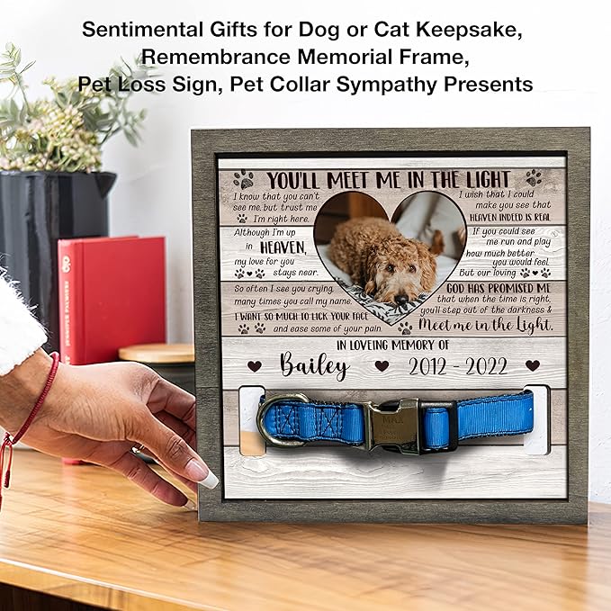 Personalized Pet Memorial Pet Loss Gifts Dog Picture Collar Frame Remembrance Dog In Heaven Memorial For Loss Of Cat Collar Frames Memory Boxes For Keepsakes Death Remembrance