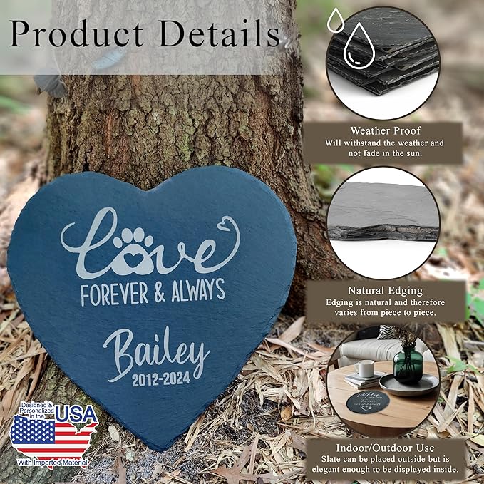 Dog Memorial Gifts for Loss of Dog, Cemetery Decorations for Grave, Pet Loss Sympathy Gift, Personalized Remembrance Garden Stone, Cat Lovers Heaven Grave Markers Bereavement Headstone (A07H)