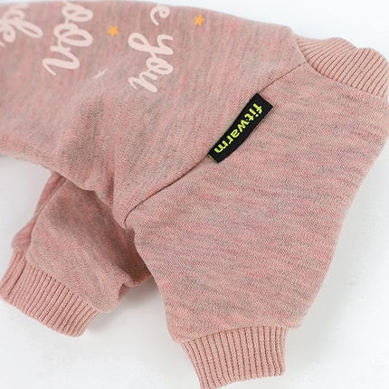 Fitwarm I Love You to The Moon and Back Dog Pajamas, Dog Clothes for Small Dogs Girl, Pet Onesie, Cat Outfit, Mid-Weight Velvet, Pink, XL