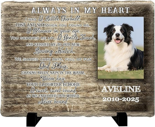 Personalized Pet Memorial Stone - Custom Dog Grave Marker with Name & Photo - Sympathy Gifts for Loss of Beloved Dog - Cemetery Decor - Dog Passing Away Sympathy Gifts (Quote 16)