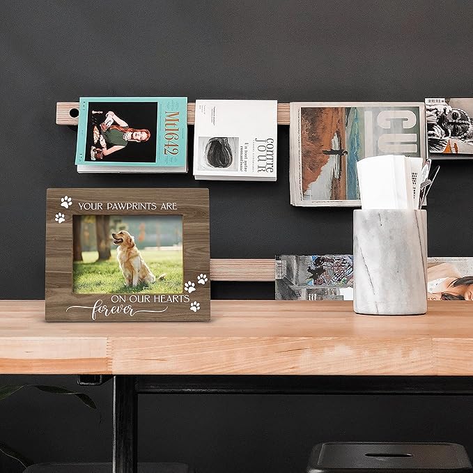 FONDCANYON Your Pawprints are Forever in Our Heart Pet Memory Picture Photo Frame,Pet Dog Cat Memorial Picture Frames,Pet Loss Sympathy Gift,Passed Away Dog Memorial Gifts(5x7 Inch Photo)