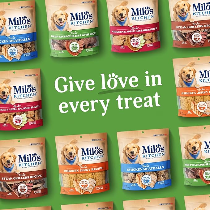 Milo's Kitchen Homestyle Dog Treats, Beef Sausage Slices, 10 Ounce, High Protein, No Artificial Flavors