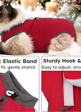 Cat Recovery Suit, Breathable Cat Surgery Recovery Suit Female, Kitten Onesie for After Surgery Spay Surgical Abdominal Wound Skin Diseases Cone of Shame Alternative (Red,S)