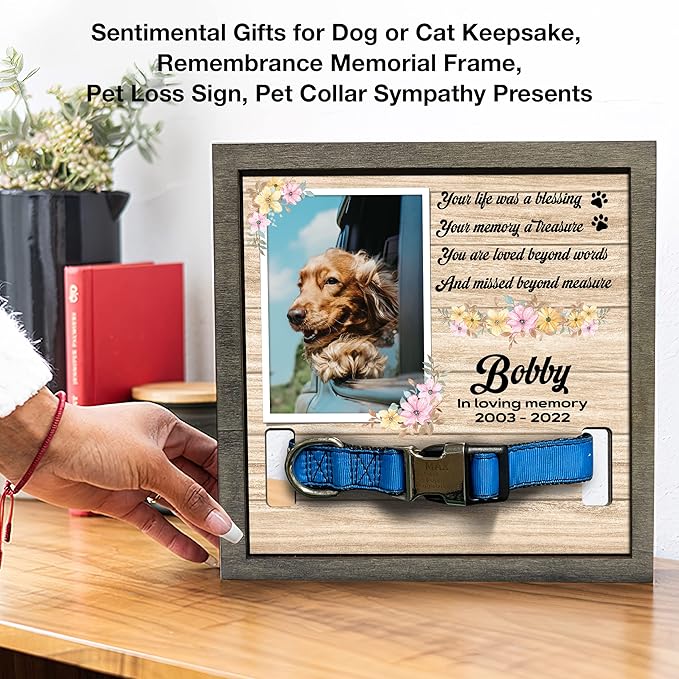 Memorial Gifts Customized Dog Picture Frame Dog Loss Sympathy Gift Personalized Dog Gifts Memorial Plaques Personalized for Pet Passed Cat Memorial Picture Frame Best Ever