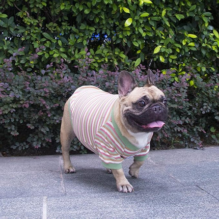 iChoue English Bulldog High Stretchy Breathable Summer Cooling T Shirts Vest Clothes for Medium Dogs Large French Frenchie Pug English Pitbull Boston Terrier Light Green Stripe - XXLarge