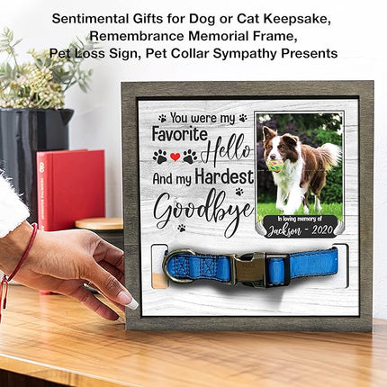 Bfi Gift Personalized Dogs Picture Frame Collar Keepsake Memorial Pet Frames Bereavement Gifts Wood Frame Deceased Dogs Gifts Grieving Pet Passing Away Picture Upload Meaningful Birthday Idea