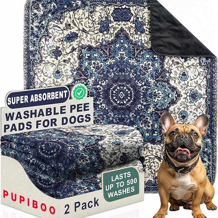 PUPIBOO Washable Pee Pads for Dogs & Cats - Super Absorbent Reusable Puppy Training Pads - 100% Waterproof, Leak-Proof, Non-Slip Pet Pads for Housebreaking, Whelping & Indoor Floor Protection