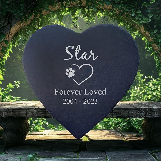 Dog Memorial Gifts for Loss of Dog, Cemetery Decorations for Grave, Pet Loss Sympathy Gift, Personalized Remembrance Garden Stone, Cat Lovers Heaven Grave Markers Bereavement Headstone (A04H)