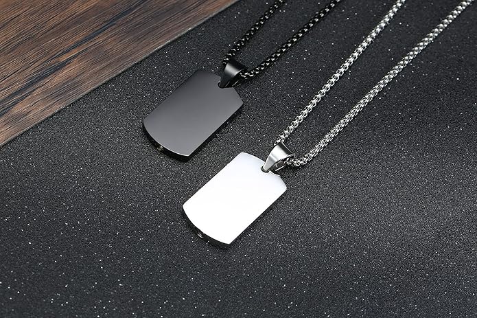 VNOX Personalized Customizable Photo Text Cremation Urn Necklace for Ashes Holder Dog Tag Pendant Family Pet Memorial Keepsake Jewelry for Men Women