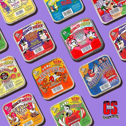 C&S Berry Suet Treat, Wild Bird Food for Robins, Blue Jays, Bluebirds, Tanagers, Thrushes and More, 8 Pack