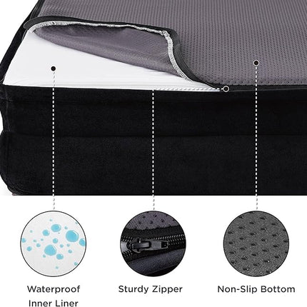 Bedsure XL Orthopedic Dog Bed for Extra Large Dogs - Washable XLarge Dog Cat Bed Waterproof, Comfort Dogs Couch Sofa with Washable Removable Cover, Pet Bed with Nonskid Bottom, Plush-Black, 42"