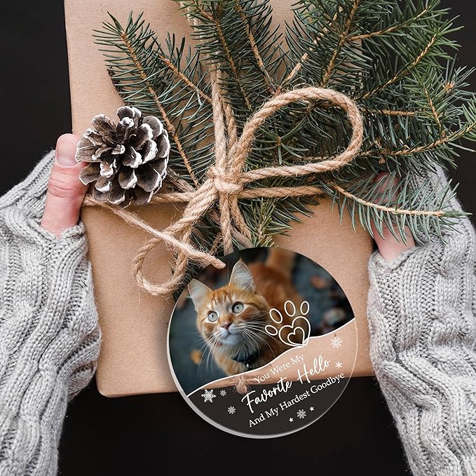 Pavo Personalized Pet Photo Ornaments, Pet Sympathy Remembrance Gifts for Loss of Dogs Cats Pets, Loss of Dog Sympathy Gift, Pet Memorial Ornaments for Christmas Tree, Christmas Ornament 2025