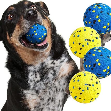 Dog Balls Tennis Ball Toys Dog Toys for Aggressive Chewers Durable Teething Chew Toys Water Toy Fetch Ball for Large Medium Small Dog and Puppies (4 Balls)