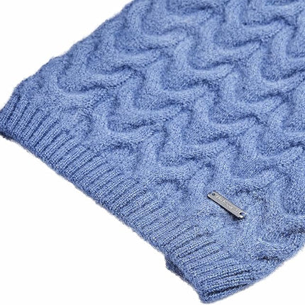 Blueberry Pet Classic Fuzzy Textured Knit Pullover Turtle-Neck Dog Sweater in Heather Blue, Back Length 18", Pack of 1 Clothes for Dogs
