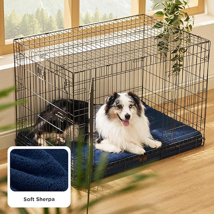 Bedsure XL Dog Bed for Crate - Large Orthopedic Flat Pet Beds with Removable Washable Cover, Egg Crate Foam Crate Mat, Suitable for Pet Up to 90 lbs