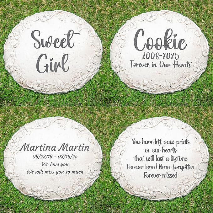 Personalized Pet Memorial Stone – Custom Engraved Headstone for Dog, Cat, Rabbit & Small Animals – Outdoor Grave Marker for Garden or Yard, Pet Tombstone for Loss of Beloved Pet