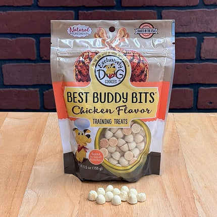 Exclusively Dog Best Buddy Bits Training Treats for Dogs and Puppies - All Natural, Baked in The USA, Ideal for Training & Agility, No Animal Byproducts - Chicken Flavor, 5.5oz Resealable Bag