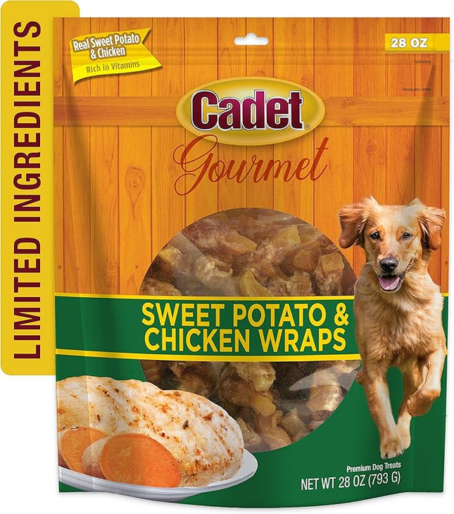Cadet Gourmet Sweet Potato & Chicken Wraps Limited-Ingredient Dog Chews, Healthy and Natural Training Treats for Small and Large Dogs, 28 oz.