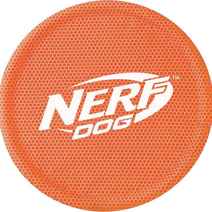 Nerf Dog Nylon Flyer Dog Toy, Flying Disc, Lightweight, Durable and Water Resistant, Great for Beach and Pool, 9 inch diameter, for Medium/Large Breeds, Single Unit, Orange