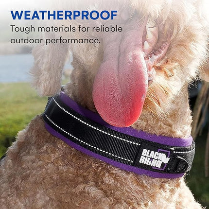 Black Rhino - The Comfort Collar Ultra Soft Neoprene Padded Dog Collar for All Breeds, Dog Collars for Large Dogs - Heavy Duty Adjustable Reflective Weatherproof (Small, Purple/Bl)