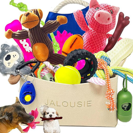 Jalousie Multipack Dog Squeaky Toys Bulk Bundle Pup Toy - Puppy Toys for Pets for Small Medium Breed (24 PCs Gift Basket)