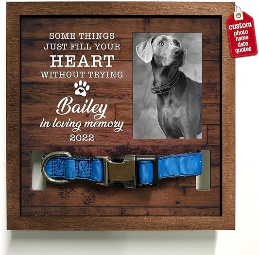 Personalized Dog Collar Memorial Frame Pet Loss Sign for Dog Lovers Gifts Heartfelt Sentimental Quote Pet Memorial Picture For Someone Who Lost A Pet Collar Keepsake Picture Frame Decor
