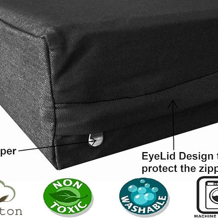 Dogbed4less Orthopedic Gel Infused Memory Foam Dog Bed, Waterproof Liner with Durable Washable Black Canvas Cover, 37X27X4 Inch