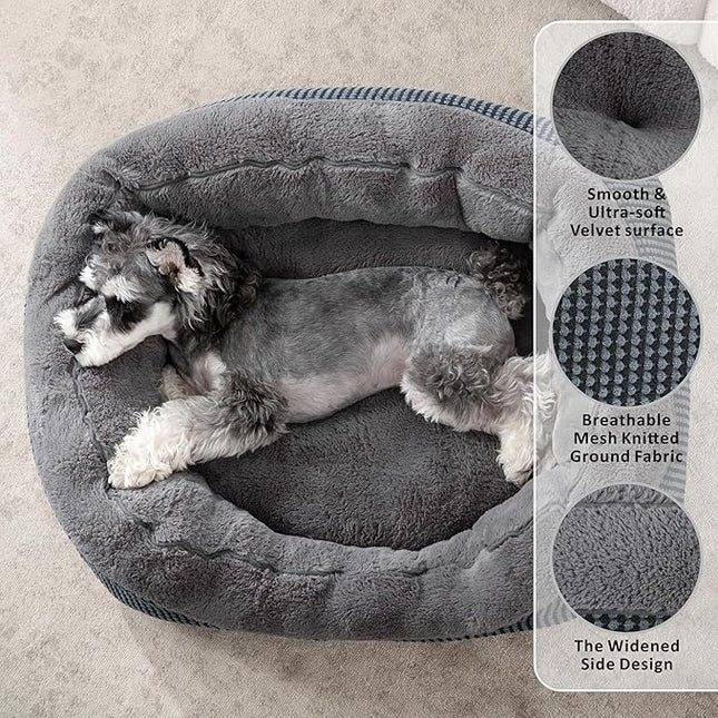 INVENHO Dog Bed Medium Size, Orthopedic Warming Soft Calming Sleeping Puppy Bed Durable Pet Bed with Anti-Slip Bottom M(30"x24"x9")