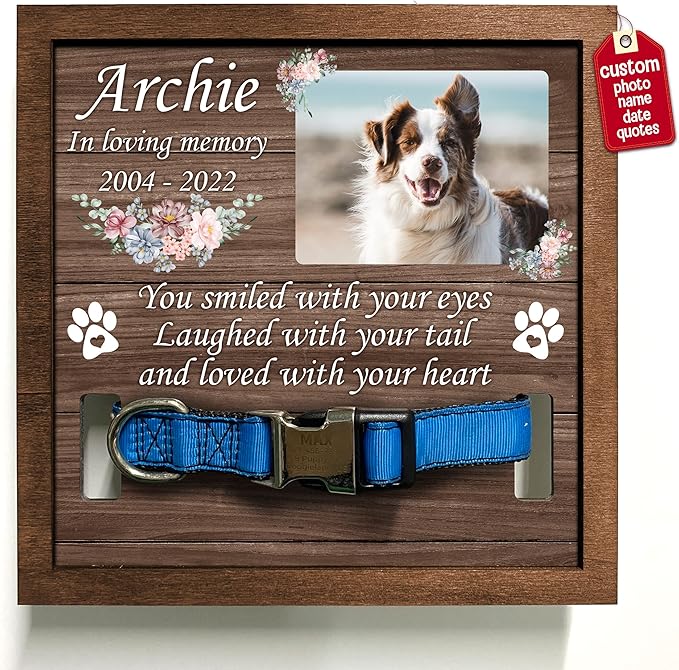 Personalized Dog Collars Pet Loss Gifts Dogs Grieving Picture Frame Pet Remembrance Heartfelt Sentimental Quote Memorial Plaques for Dogs and Cat Picture Frames Christmas Plaque Birthday Gifts