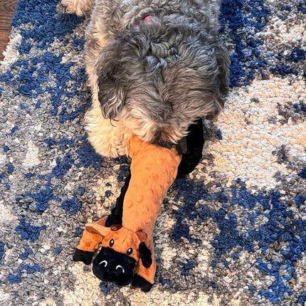 SPOT Skinneeez Extreme Stuffers Cow - Stuffing Free Dog Toy with Squeaker & Rip Stop Mesh Lining for Durability- Insert Plastic Bottle for Extra Crunch, for Small to Medium Puppies & Dogs - 14in