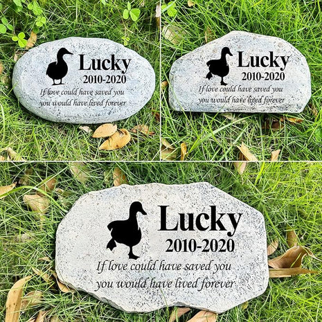 Zatanmulo Personalized Pet Memorial Stone, Garden Memorial Stone Personalized, Duck Headstone, Duck Tombstone, Memorial Plaque Outdoor, Garden Stepping Stone (Duck)