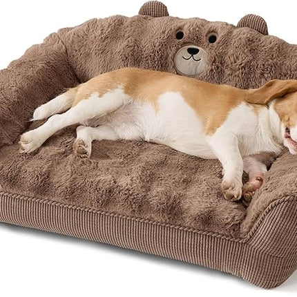 LE SURE Cute Dog Couch for Pets - Fluffy Original Bear Design Dog Beds for Medium Dogs, Pet Sofa with Washable Cover, Supportive Dogs Sofa Bed with Removable, 36inch, Brown