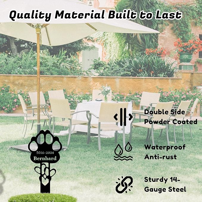 Custom Pet Name Memorial Grave Stake Marker, Custom Pet Garden Metal Stake, Pet Memorial Metal Sign, Personalized Pet Memorial Stake, Outdoor Pet Garden Decor