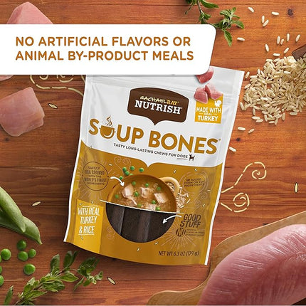 Rachael Ray Nutrish Dog Chews Soup Bones With Real Turkey & Rice, 24 Dog Treats