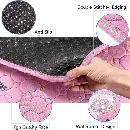Sunheir 2-Pack Extra Large Reusable Dog Mat for Floor, Dog Playpen, Non-Slip Waterproof Super Absorbent Washable Pee Pads for Dogs, Pet Whelping Pads, Potty Training - Pink, 36" x 48"